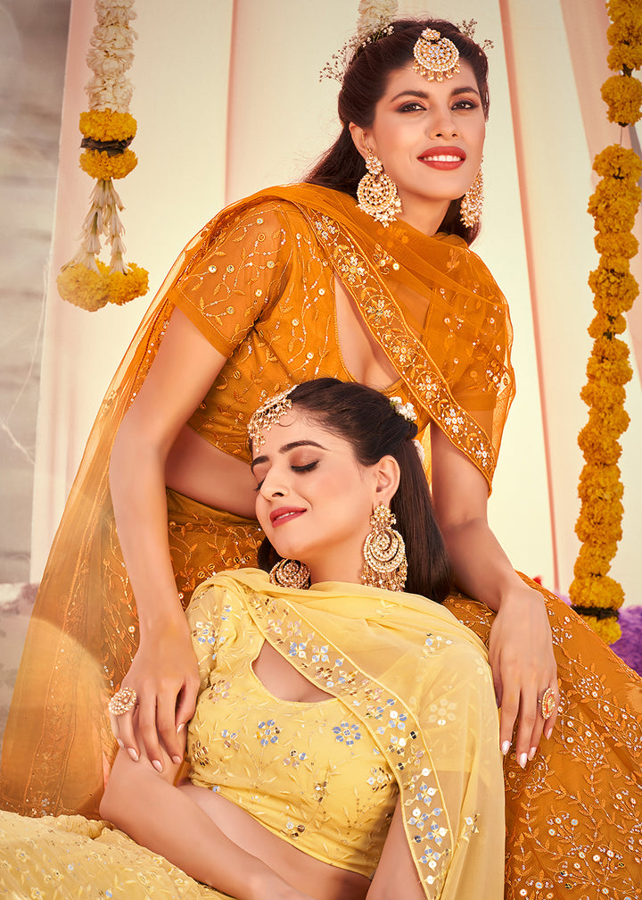 Buy Now Haldi Yellow Sequined Wedding Function Wear Lehenga Choli Online in USA, UK, Canada & Worldwide at Empress Clothing. 