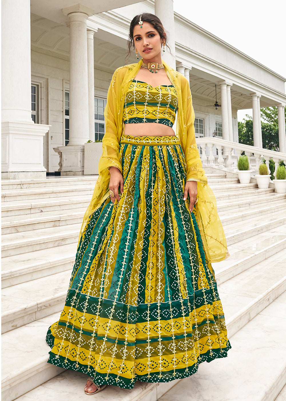 Yellow Unstitched Bridal Lehenga Choli Online For Haldi India USA