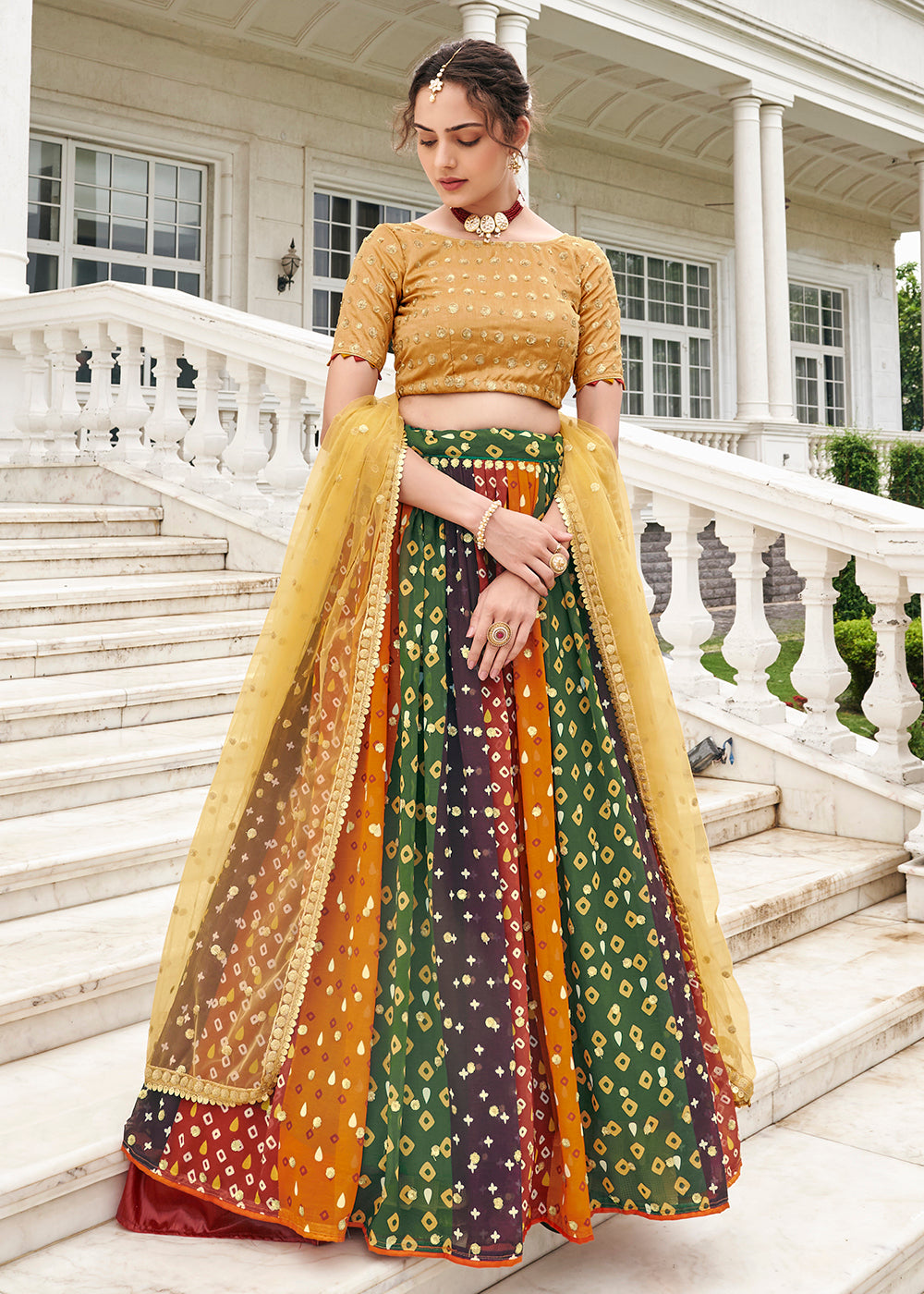Buy Now Superior Multicolor & Gold Printed Wedding Lehenga Choli Online in USA, UK, Canada & Worldwide at Empress Clothing.
