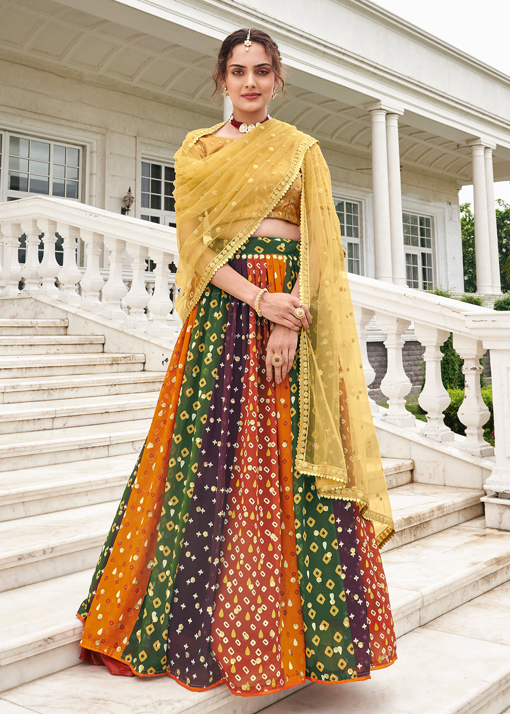 Buy Now Superior Multicolor & Gold Printed Wedding Lehenga Choli Online in USA, UK, Canada & Worldwide at Empress Clothing.