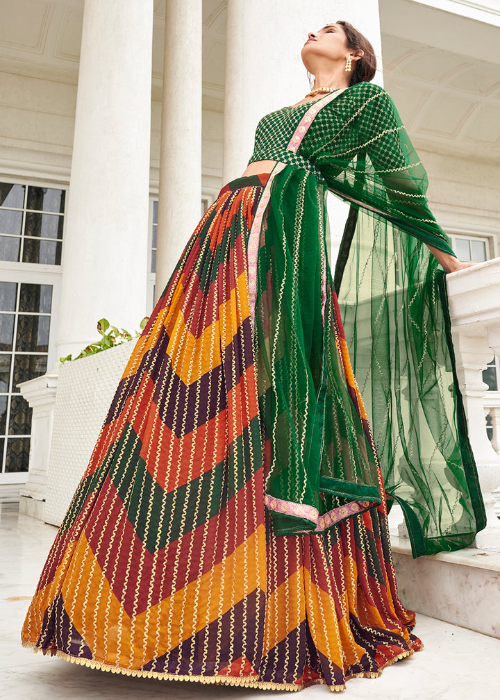 Buy Now Desirable Multicolor & Green Printed Wedding Lehenga Choli Online in USA, UK, Canada & Worldwide at Empress Clothing.