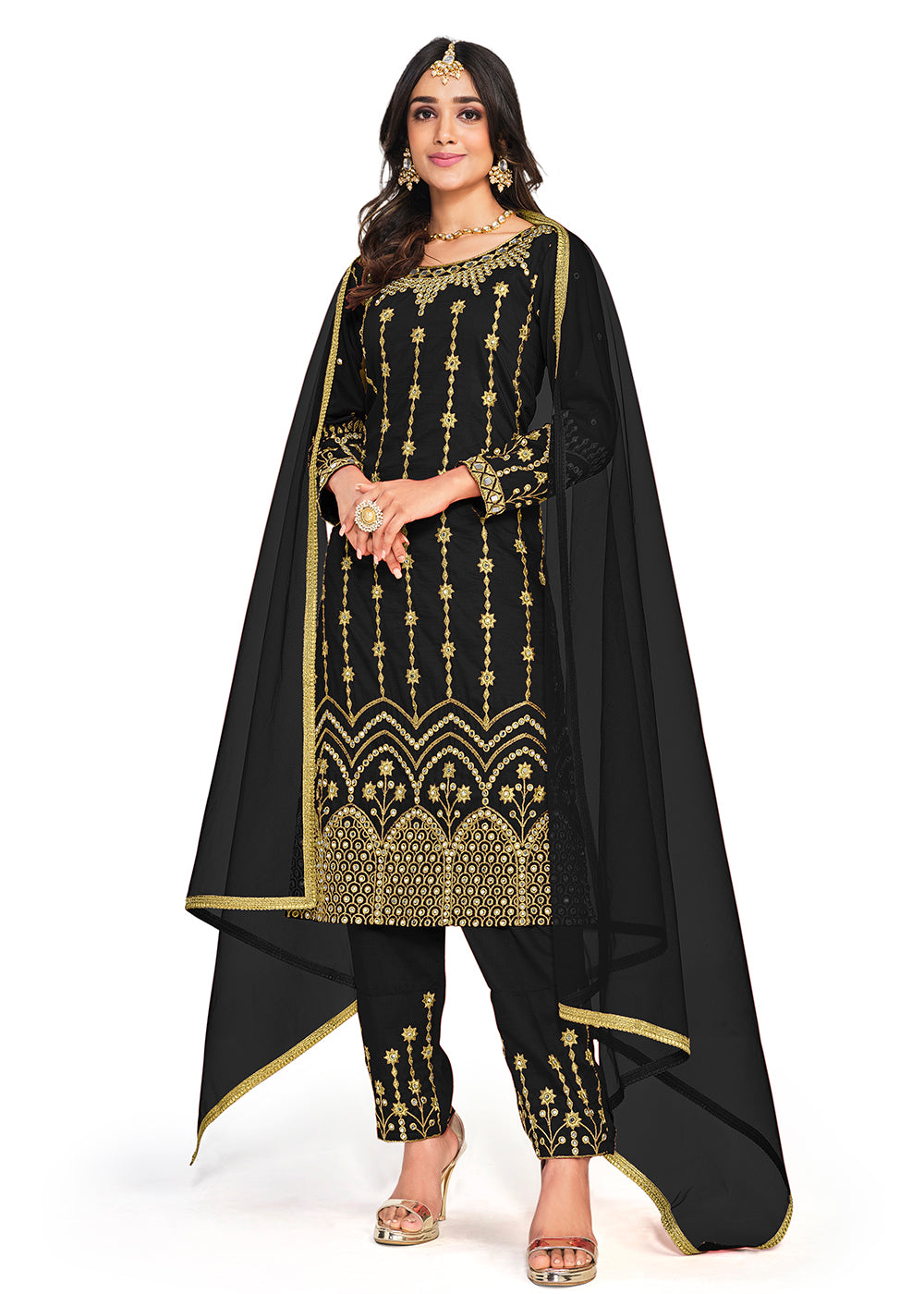 black gold indian dresses Brand New Womens Black and Gold Indian Anarkali Dress Size 8