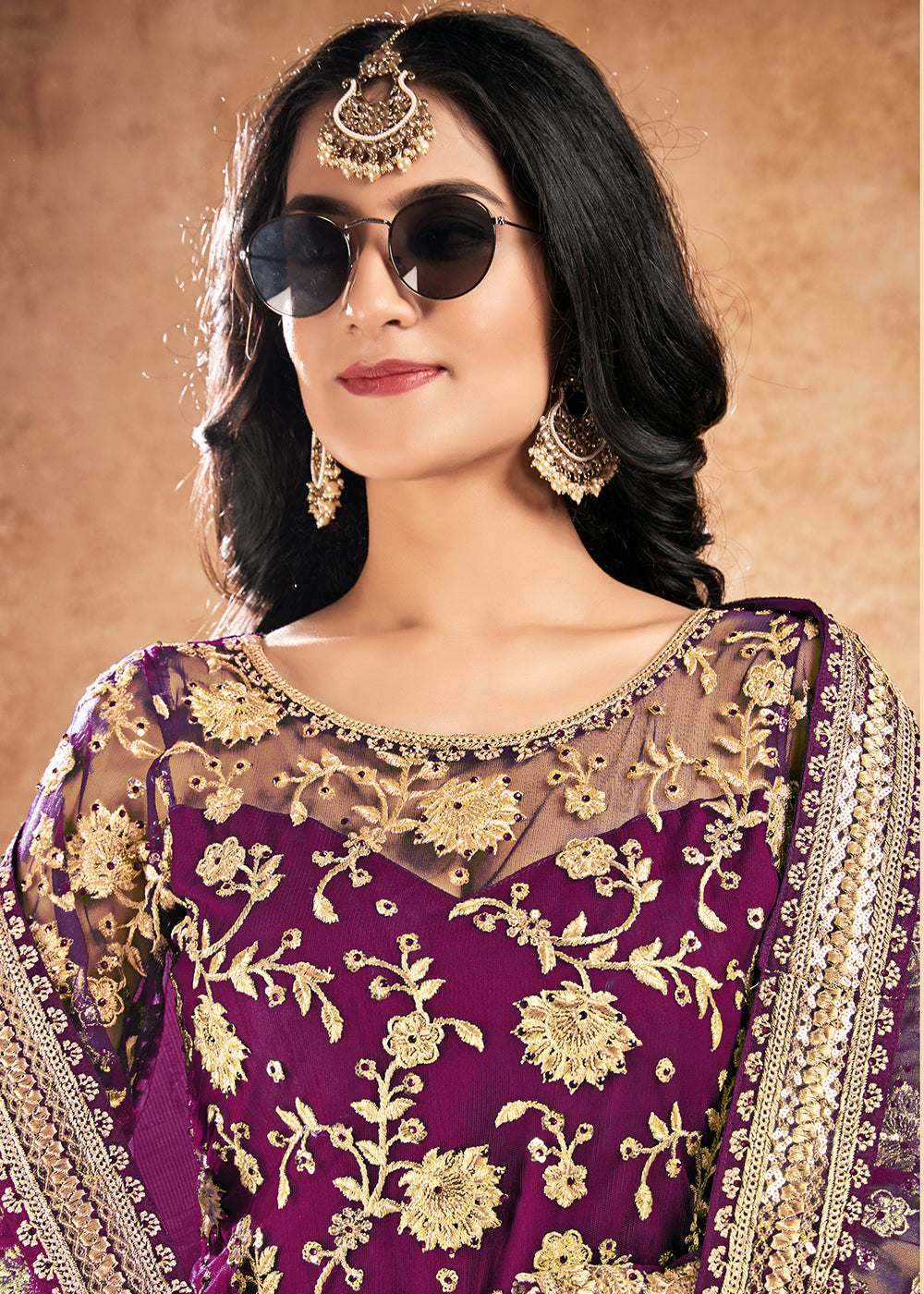 Buy Sober Purple Net Sequins Gharara Suit - Pakistani Gharara Suit