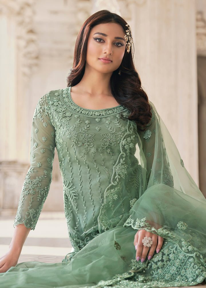 Buy Cording Embroidered Mint Green Suit - Designer Salwar Kameez