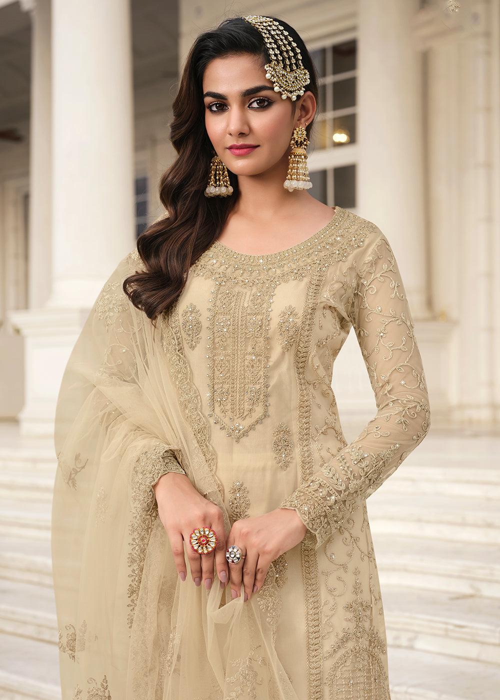 Buy Latest Salwar Suit - Off White & Gold Embroidered Pant Style Suit Empress Clothing Buy Latest Salwar Suit - Off White & Gold Embroidered Pant Style Suit Empress Clothing