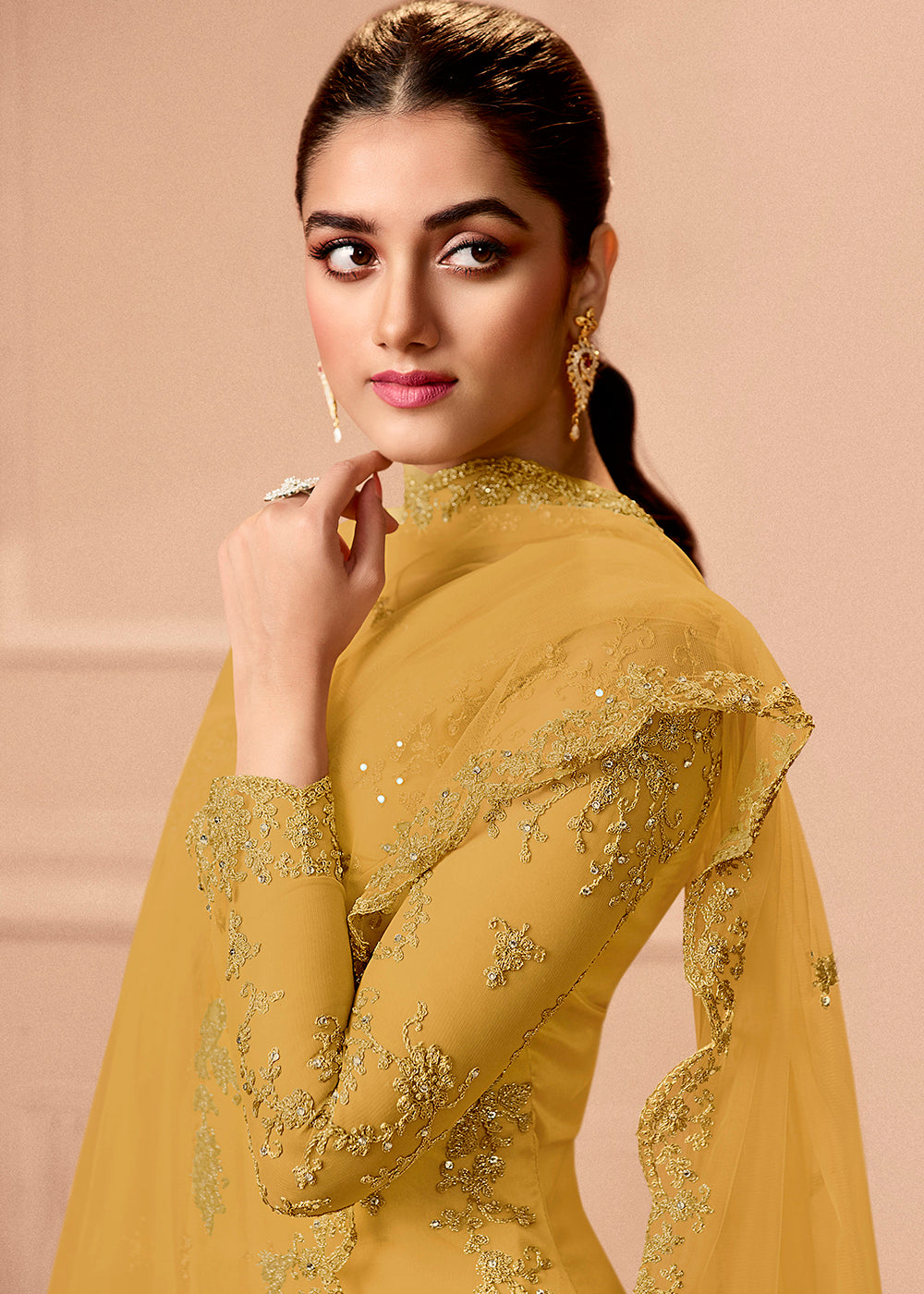 Buy Now Pant Style Haldi Yellow Embroidered Wedding Salwar Suit Online in USA, UK, Canada & Worldwide at Empress Clothing.