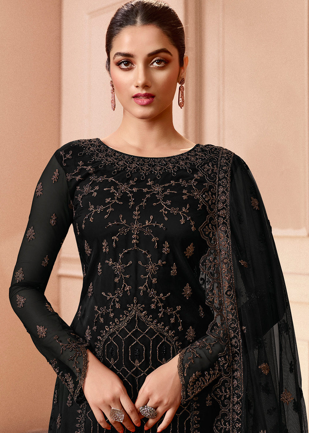 Buy Now Pant Style Classy Black Embroidered Wedding Salwar Suit Online in USA, UK, Canada & Worldwide at Empress Clothing.