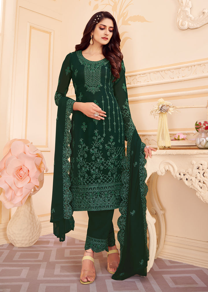Buy Now Trendy Green Georgette Eid Wear Salwar Kurta Suit Online in USA, UK, Canada & Worldwide at Empress Clothing.