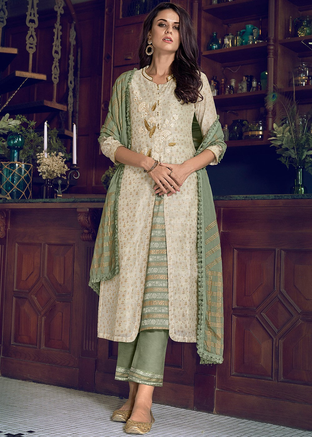 Buy Pant Style Off White Suit - Embroidered Designer Suit