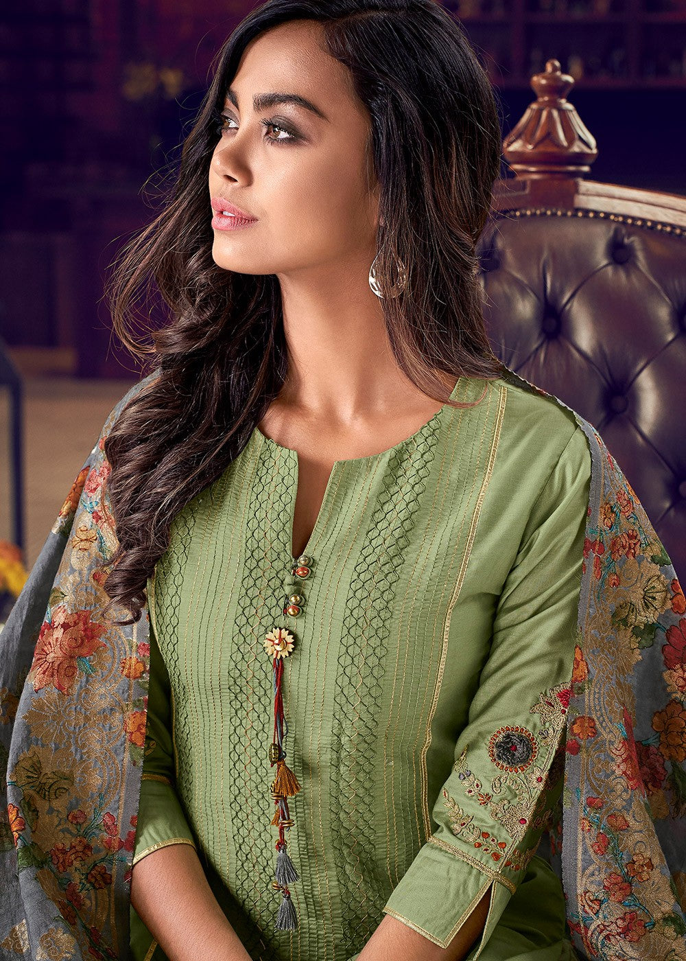 Buy Pant Style Splendid Green Suit - Embroidered Designer Suit