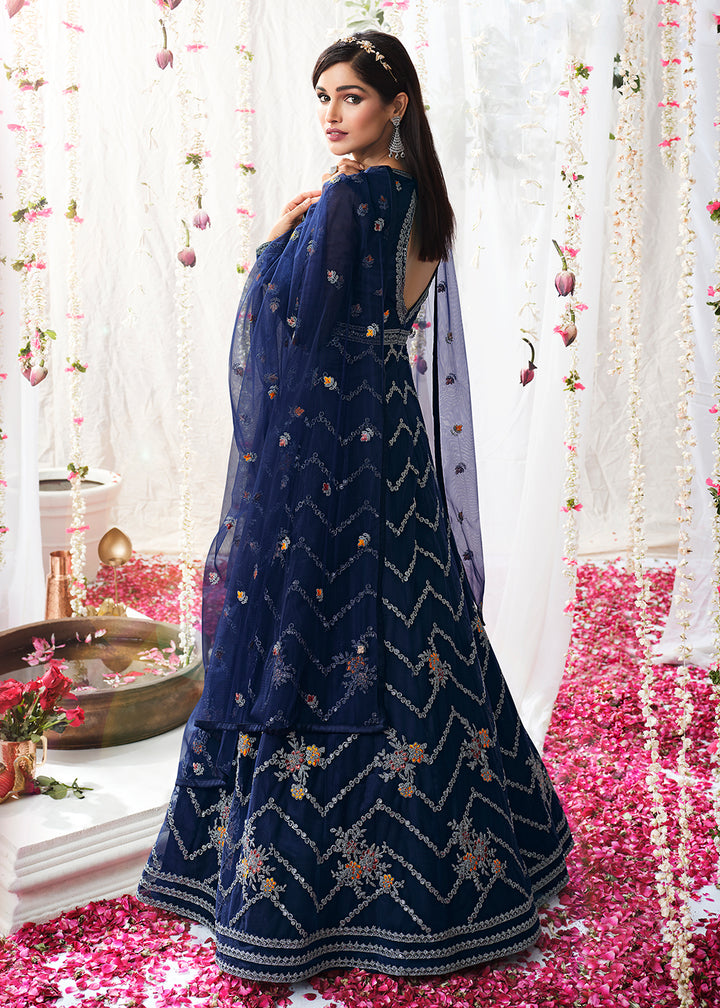 Buy Space Blue Wedding Festive Anarkali - Floor Length Anarkali