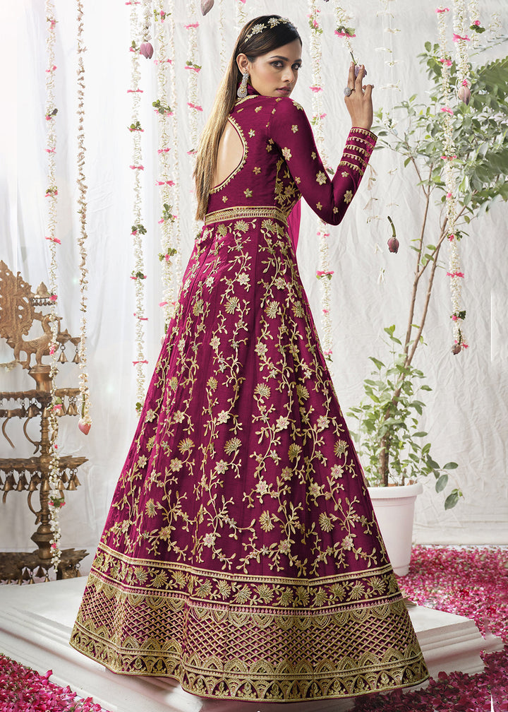 Buy Now Captivating Hot Pink Wedding Festive Floor Length Anarkali Suit Online in USA, UK, Australia, New Zealand, Canada & Worldwide at Empress Clothing.
