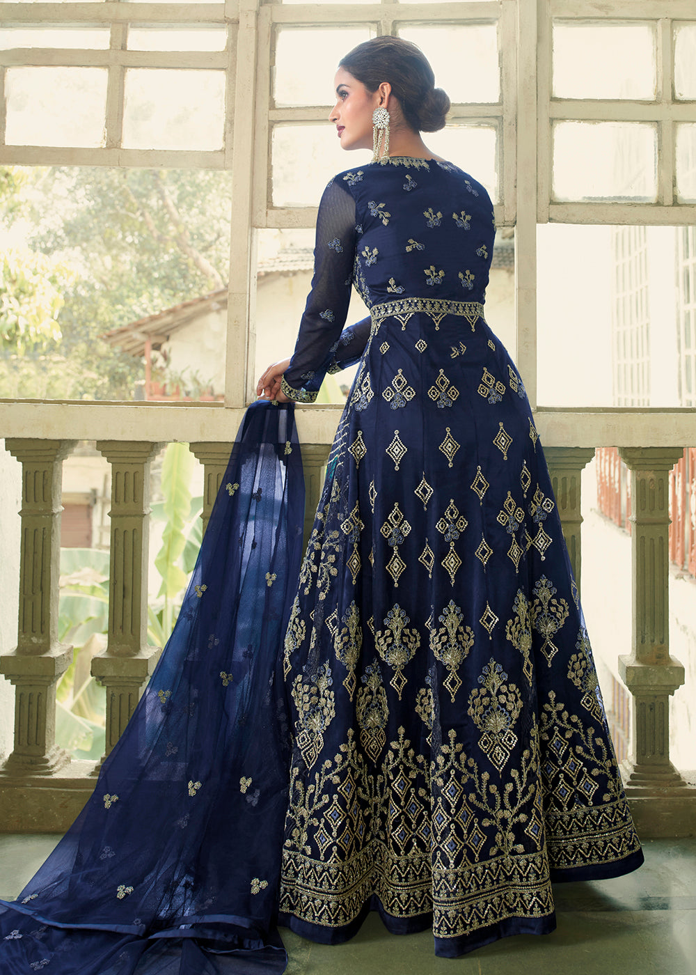 Buy Now Slit Style Ravishing Blue Zari Embroidered Party Festive Anarkali Suit Online in USA, UK, Australia, New Zealand, Canada & Worldwide at Empress Clothing. 