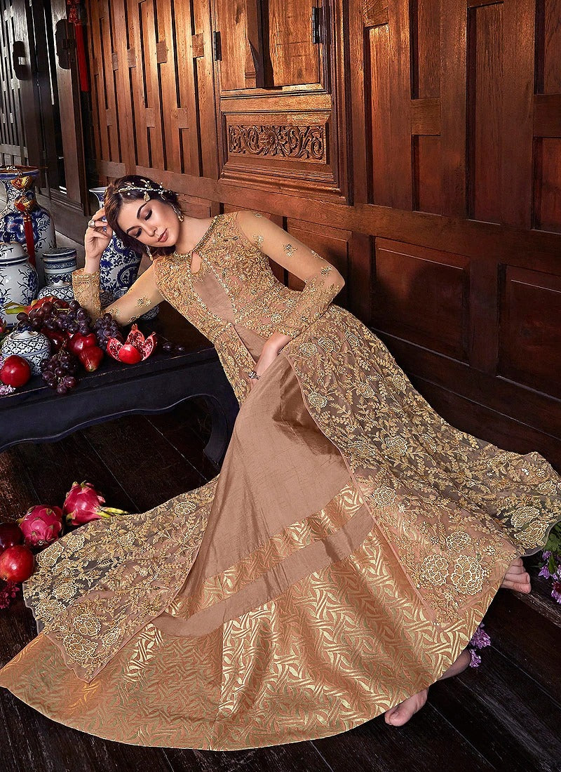 Fairytale Gold Designer Jacket Style Anarkali