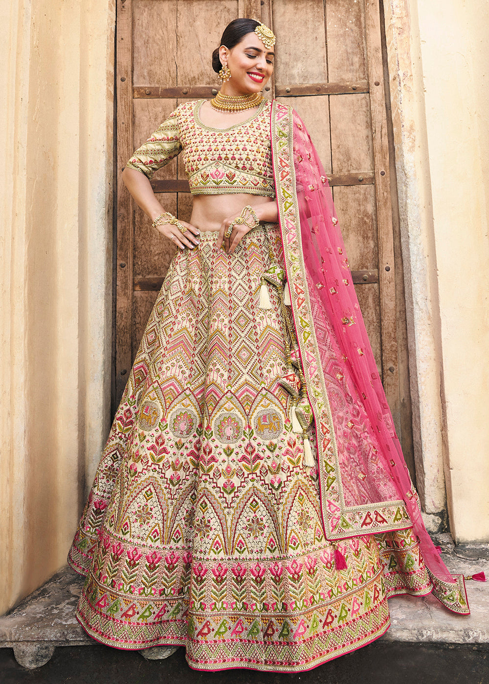 Buy Ombre Blue Printed Chanderi Silk Lehenga with Jacket Online in USA –  Pure Elegance