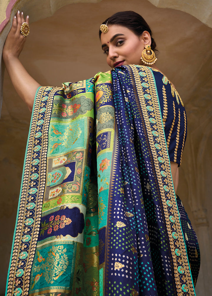 Buy Now Designer Multicolor Superior Blue Silk Wedding Wear Saree Online in USA, UK, Canada & Worldwide at Empress Clothing.