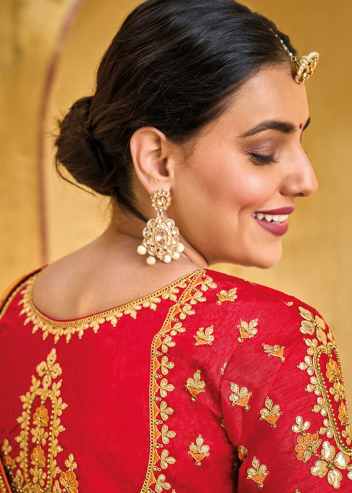 Buy Now Designer Multicolor Beige & Red Silk Wedding Wear Saree Online in USA, UK, Canada & Worldwide at Empress Clothing. 