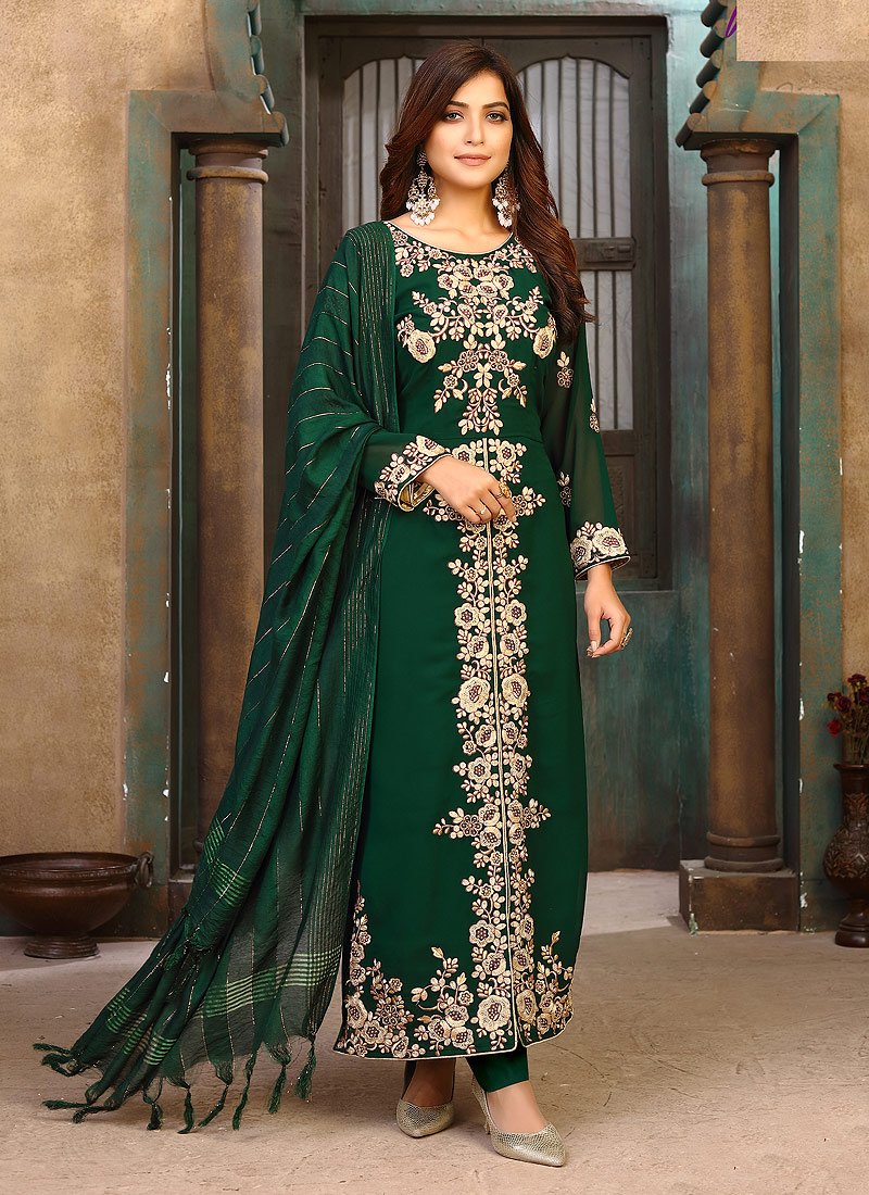 Buy Pine Green Ceremonial Suit - Pakistani Style Suit