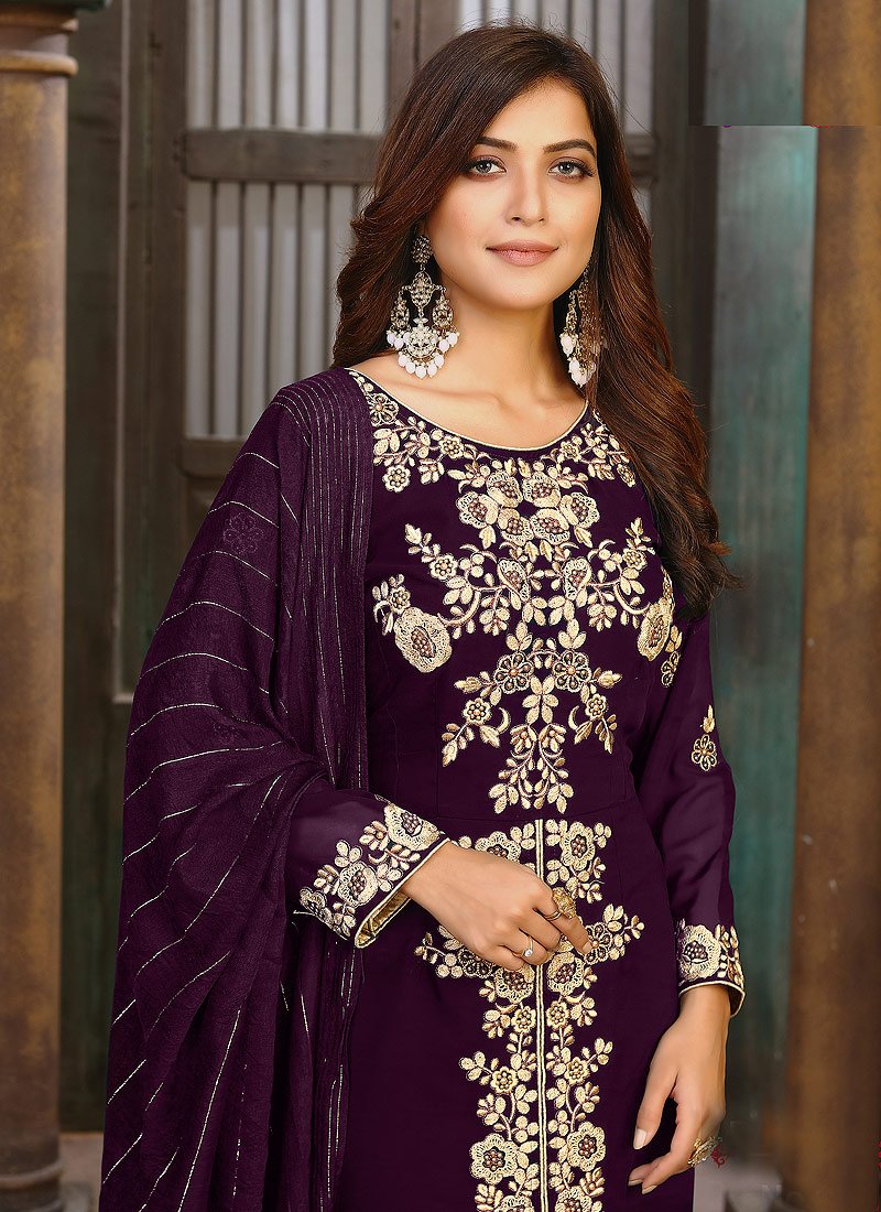 Buy Dark Purple Ceremonial Suit - Pakistani Style Suit