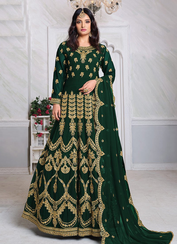 Green Abaya Anarkali - Buy Embroidered Anarkali Suit