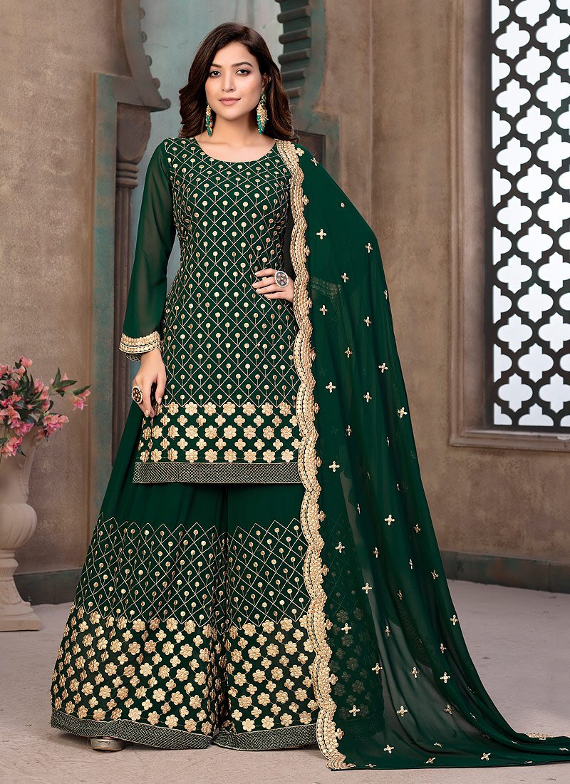 Buy Exquisite Green Sharara - Gota Patti Embroidered Sharara Suit