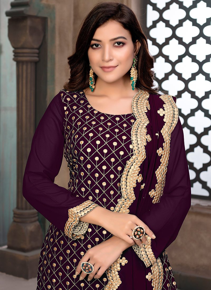 Buy Charming Purple Sharara - Gota Patti Embroidered Sharara Suit