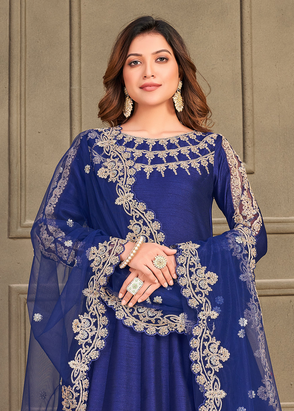 Buy Now Stylish Royal Blue Art Silk Floor Length Anarkali Dress Online in USA, UK, Australia, New Zealand, Canada & Worldwide at Empress Clothing. 