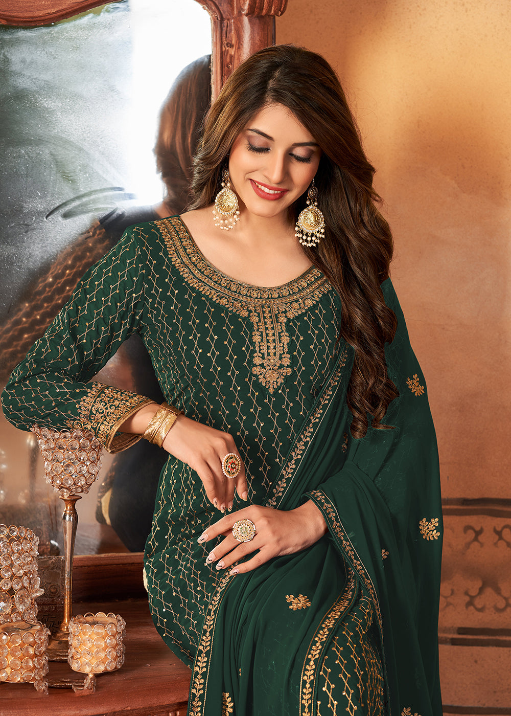 Buy Now Traditional Beguiling Green Embroidered Festival Salwar Suit Online in USA, UK, Canada & Worldwide at Empress Clothing. 