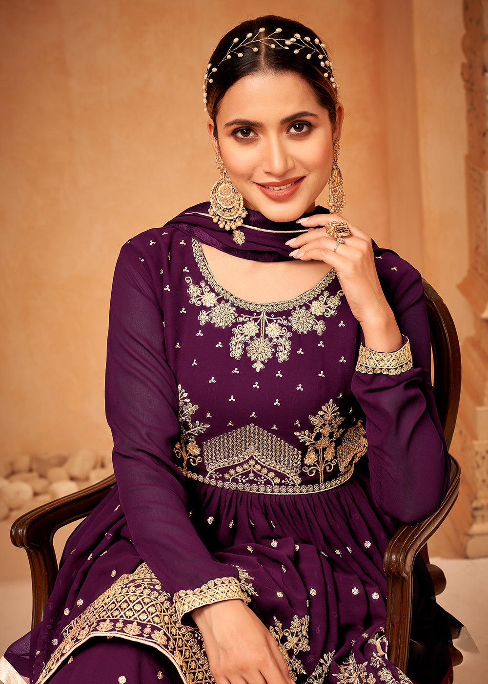 Shop Now Awesome Purple Embroidered Wedding Festive Gharara Suit Online at Empress Clothing in USA, UK, Canada, Germany & Worldwide. 