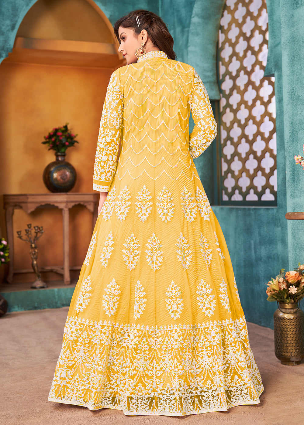 Buy Front Slit Yellow Anarkali - Wedding Wear Anarkali Suit – Empress  Clothing