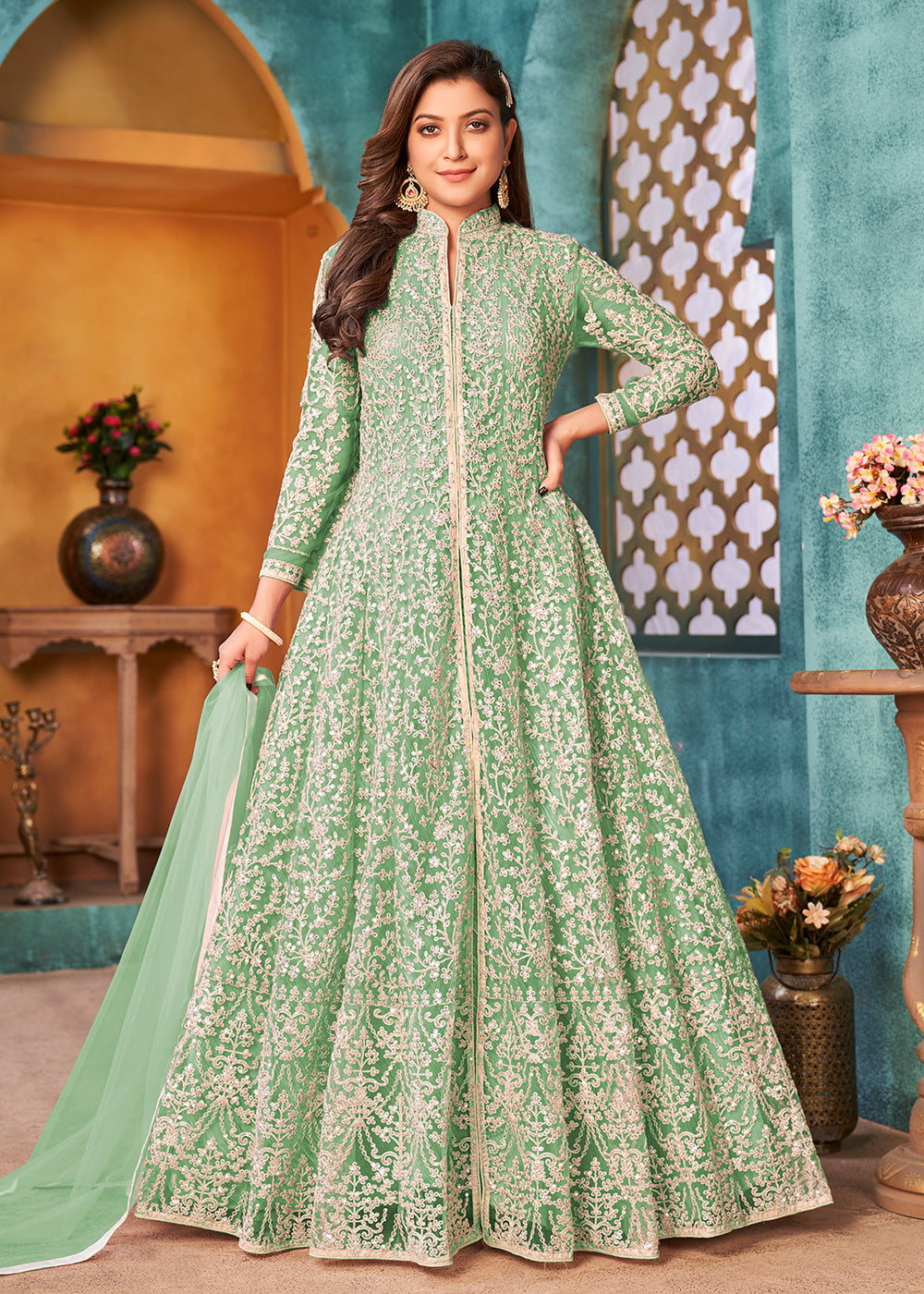 Buy Abaya Style Anarkali Suit in USA UK Canada Worldwide Empress Clothing