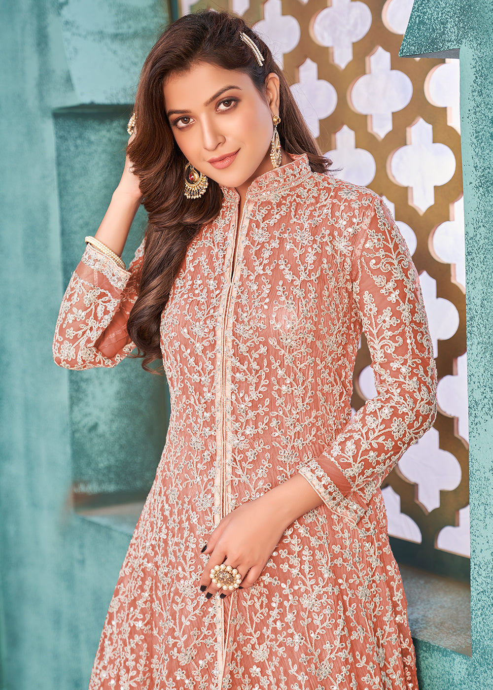 Ladies Suit High Neck Gala Suit Collar Suit Back Design Suit