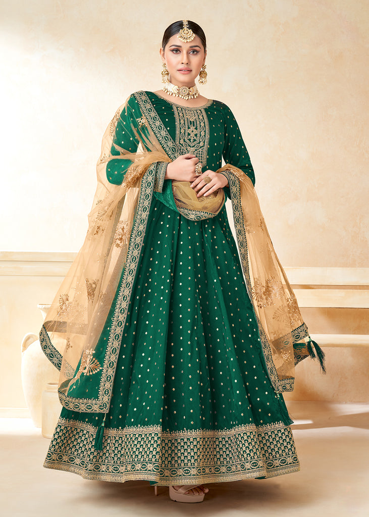 green indian dress Ethinc Wear Anarkali Dress
