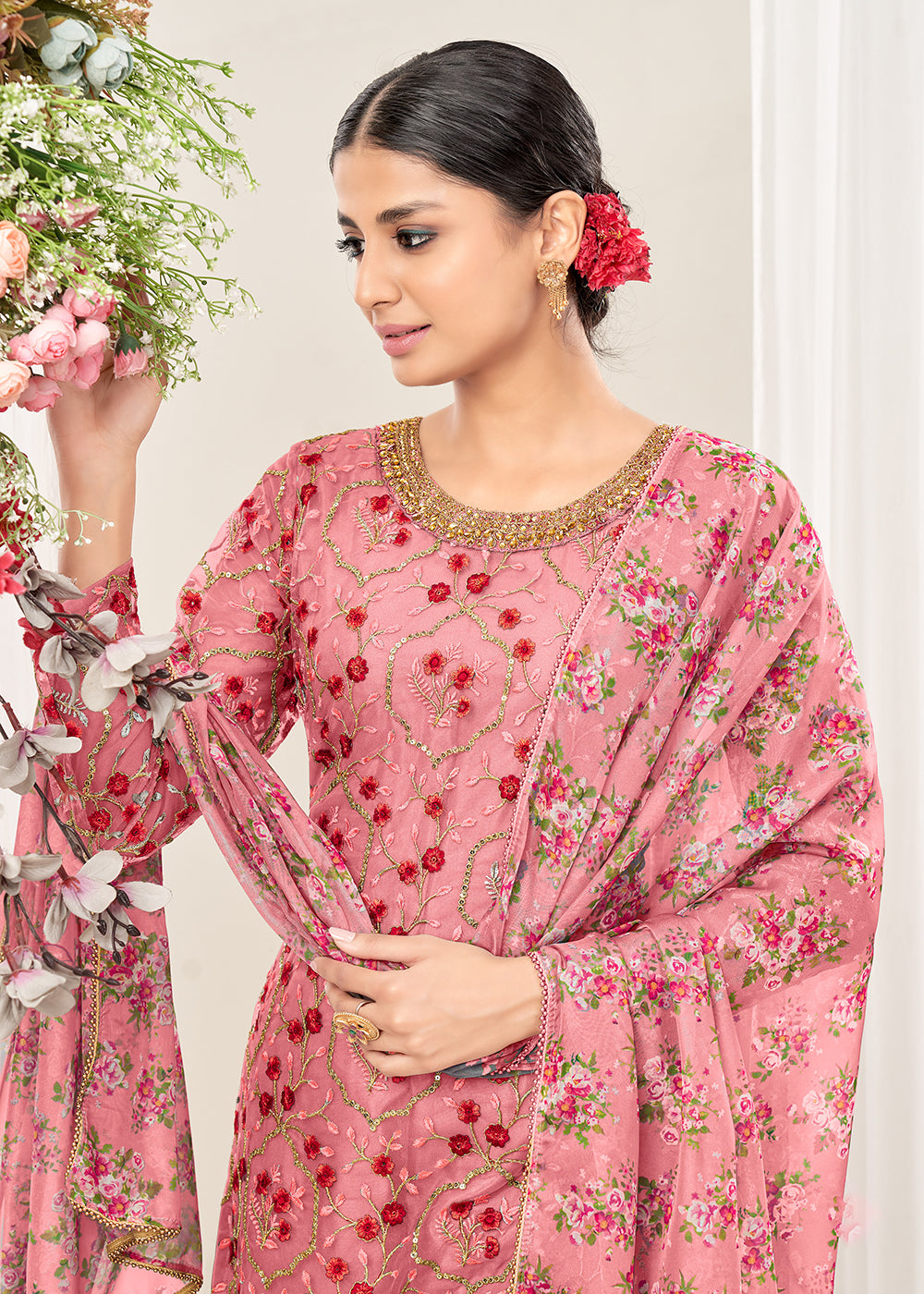 Buy Now Exclusive Pink Festive Look Net Patiala Salwar Suit Online in USA, UK, Canada, Germany, Australia & Worldwide at Empress Clothing.