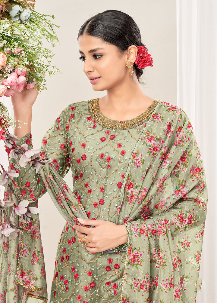 Buy Now Exuberant Green Festive Look Net Patiala Salwar Suit Online in USA, UK, Canada, Germany, Australia & Worldwide at Empress Clothing.