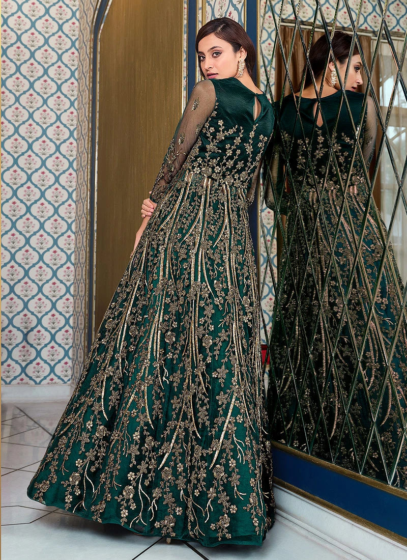 Buy Green Lehenga Style Anarkali - Sequins Embroidered Anarkali Suit Empress Clothing Buy Green Lehenga Style Anarkali - Sequins Embroidered Anarkali Suit Empress Clothing
