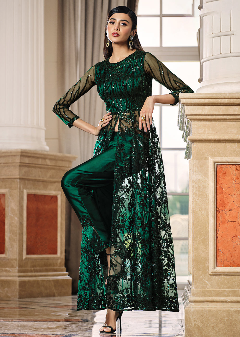 Buy Green Lehenga/Pant Style Anarkali - Designer Anarkali Suit