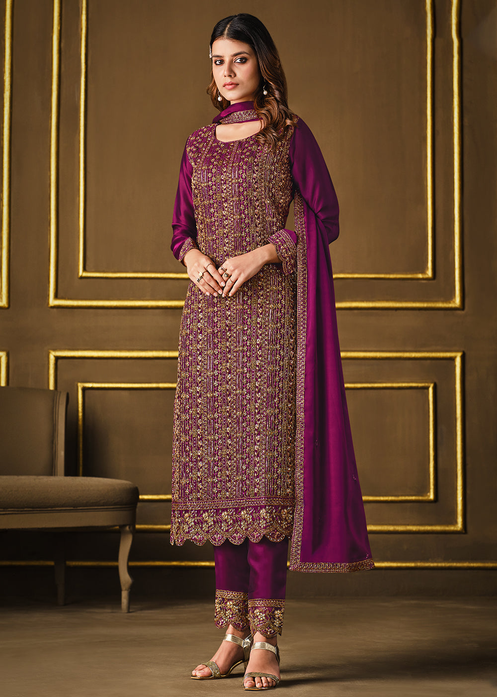 Buy Charming Purple Two Tone Georgette Suit - Party Wear Salwar Suit