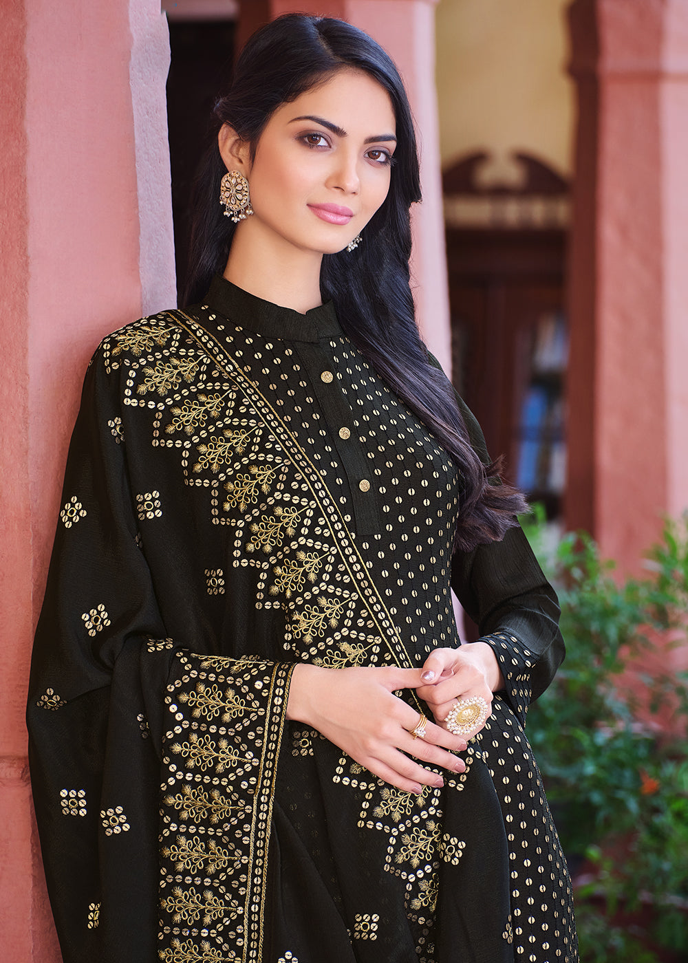 Buy Now Classic Black Pakistani Pant Style Chinon Salwar Suit Online in USA, UK, Canada, Germany & Worldwide at Empress Clothing.
