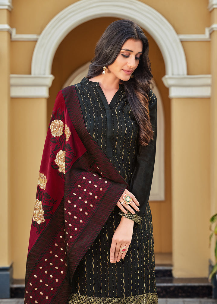 Buy Now Swarovski Embroidered Aristocratic Black Pant Salwar Suit Online in USA, UK, Canada & Worldwide at Empress Clothing.