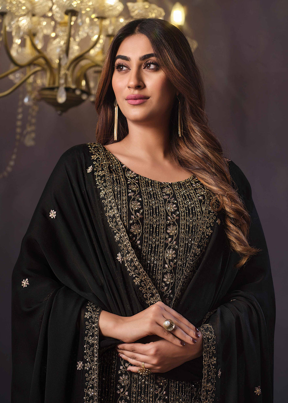 Buy Now Two Tone Cottonic Georgette Black Function Style Salwar Suit Online in USA, UK, Canada, Germany, Australia & Worldwide at Empress Clothing. 