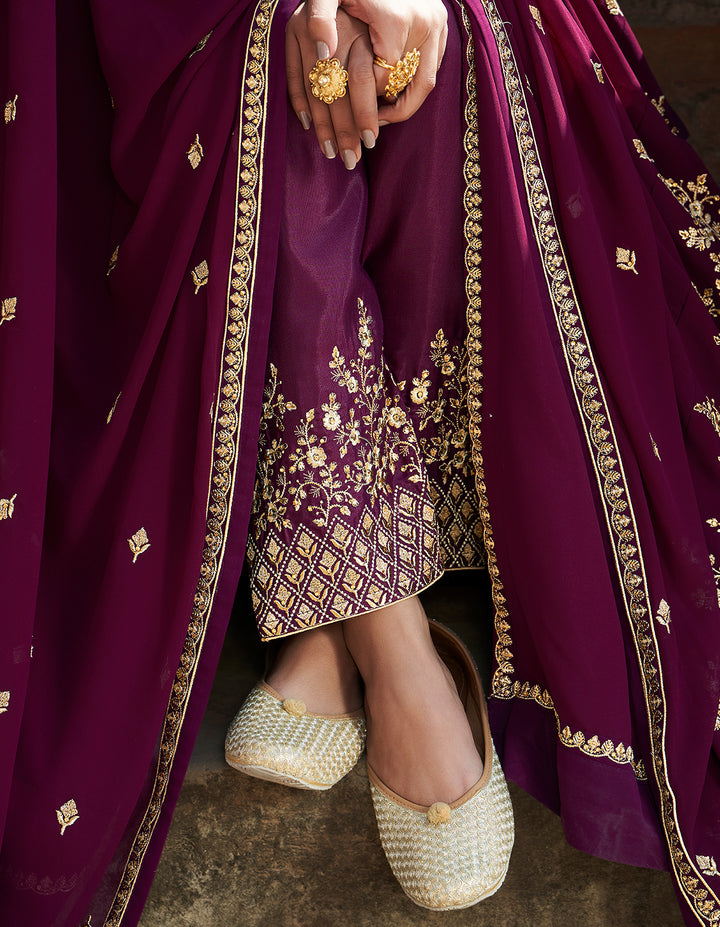 Buy Plum Purple Stone Embellished Anarkali - Floor Length Anarkali Suit