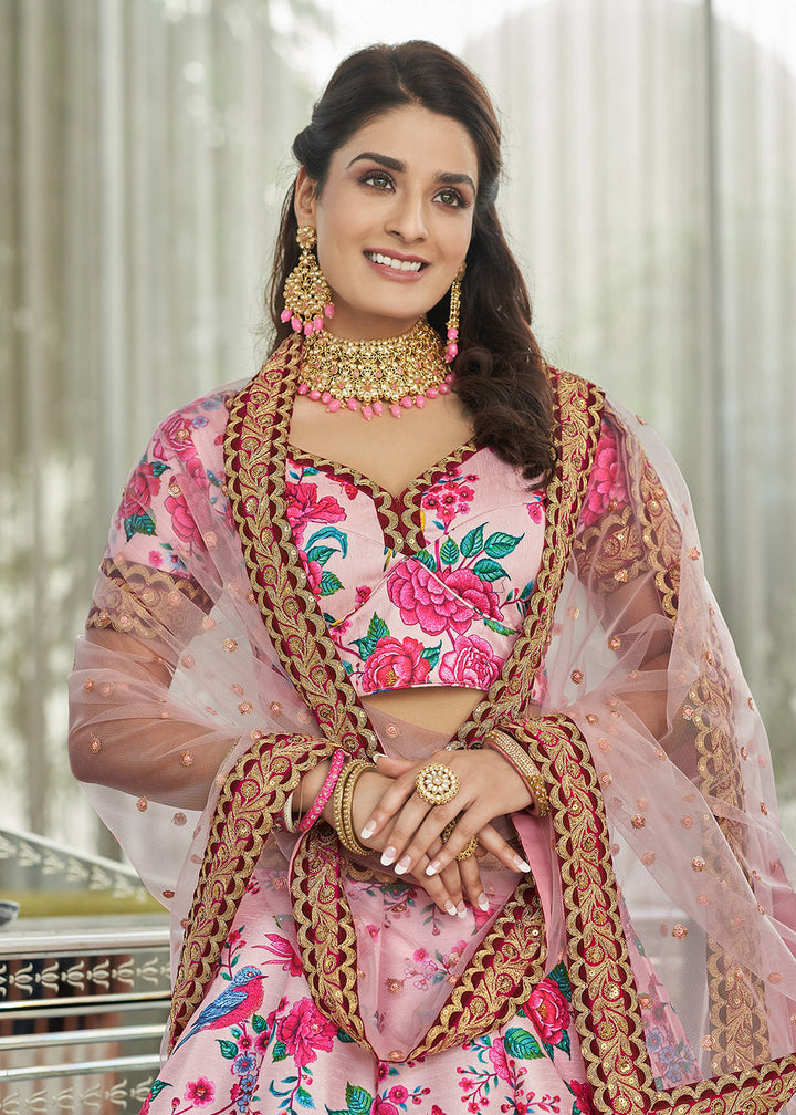 Buy Now Ravishing Light Pink Art Silk Floral Printed Lehenga Choli Online in USA, UK, Canada & Worldwide at Empress Clothing.