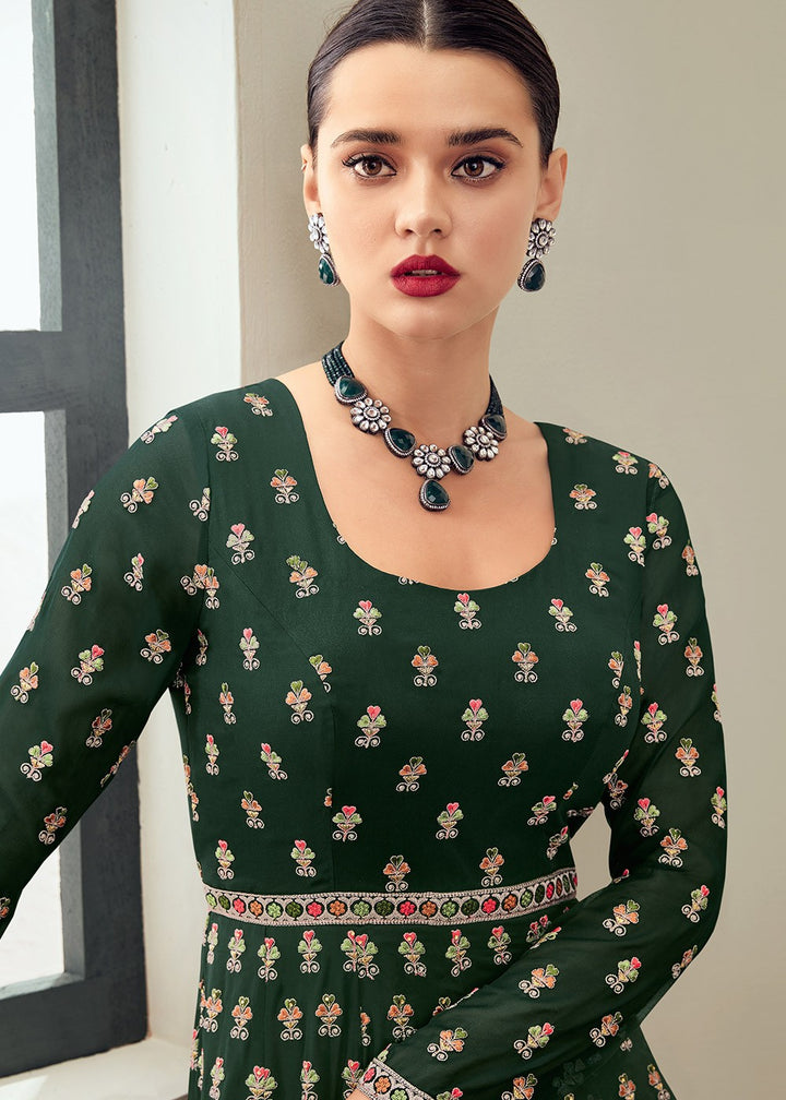 Buy Sacramento Green Multi Thread Anarkali - Embroidered Anarkali Suit