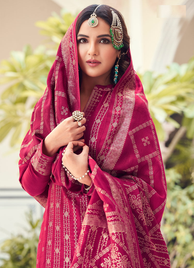 Buy Viscose Pink Pakistani Style Suit - Embroidered Designer Suit
