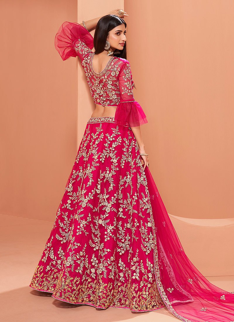 Buy Floral Embroidered Cerise Pink Lehenga - Bridal Lehenga Choli