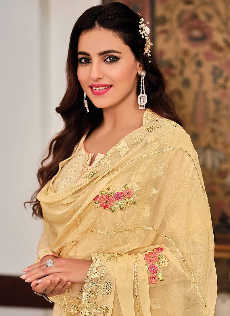 Buy Lime Yellow Punjabi Style Suit - Straight Cut Palazzo Suit